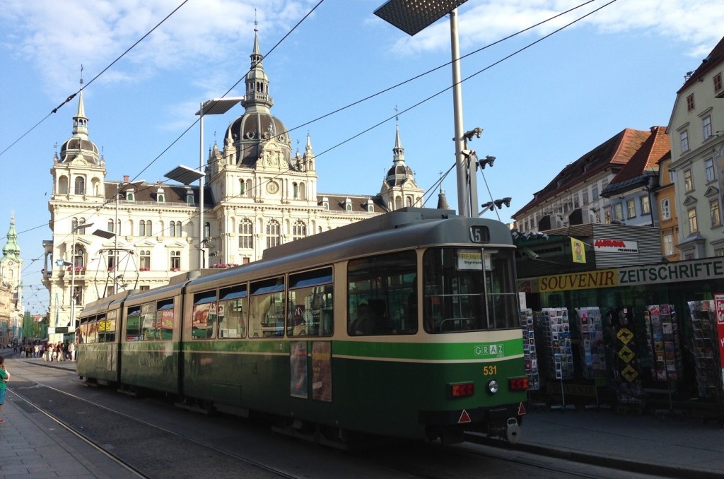 Graz:  A tram runs through it