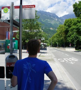 Waiting for the bus in Innsbruck
